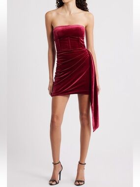 Sonya Moda Seraphina Strapless Velvet Minidress - size Small